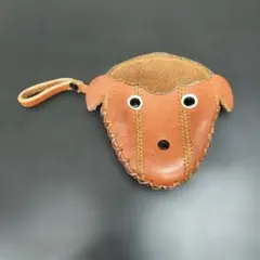 ヴィンテージ　ハンドメイド レザー アニマル コインケース 犬型