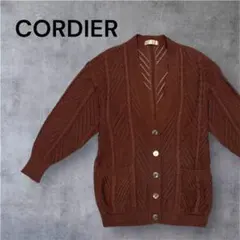 CORDIER 透かし編み長袖カーディガン レディース ブラウン サイズ36のサムネイル