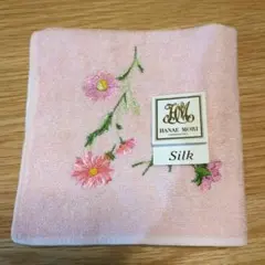 HANAE MORI タオルハンカチ ピンク 花柄　シルク