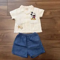 ミッキー シャツ パンツ 上下セット petit main 70cm