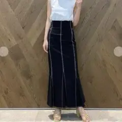 COCODEAL 配色ステッチハイウエストマーメイドスカート