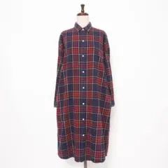 ジムフレックス チェックシャツワンピース レッド系 サイズ14*ED1105