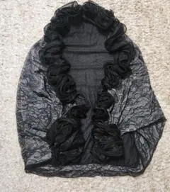 黒 レース フリル ショール