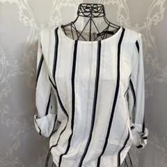 み*ん様 AS KNOW AS ストライプ五分袖シャツ