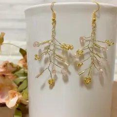 パールピアス かすみ草ピアス 大ぶり