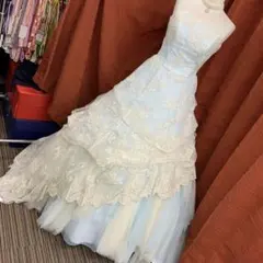 アンティーク風レースがキレイな水色のカラードレス　9〜13号