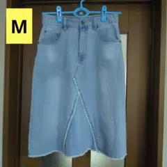 Valmanバルマン　デニムスカート　切り替え フリンジ レディース