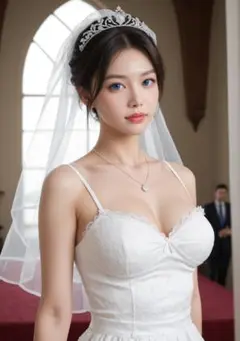 高画質 AI美女 A4 ウエディングドレス ポスター AY007