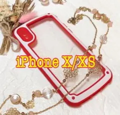 【iPhoneX/XS】レッド カラフルiPhoneケース スマホ クリアケース