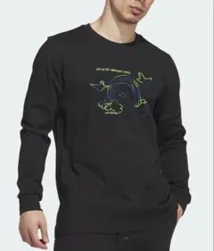 アディダス グラフィックプリント ブラック 長袖Tシャツ カットソー