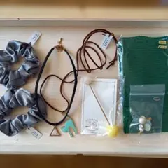 ミント猫首飾り、チョーカー、シュシュ等カラフルなアクセサリーセット