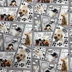 シーチングのコミック犬プリント 1M