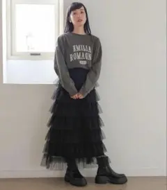 【LOWRYSFARM】 2WAYフリルチュールスカート