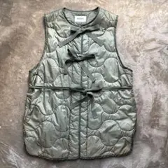 BEAMS BOY キルティングノースリーブベスト オリーブグリーン