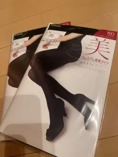 ATSUGI 80デニール ブラックタイツ S-M 2枚セット