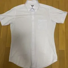 スーツセレクト　半袖ワイシャツ　Lサイズ 白青チェック柄