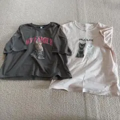 ユニクロ 西松屋 Tシャツ 半袖 140 2枚セット ネコ 猫