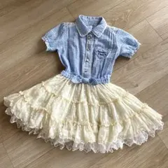 axes femme kids チュール ワンピース 襟つき お出かけ