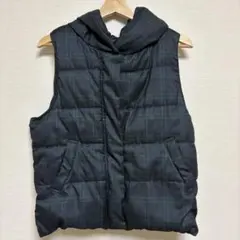 ダウンベスト Lサイズ ダークグリーン系チェック