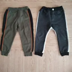 キッズ 長ズボン 2点セット 100cm カーキデニム風 西松屋 バースデイ