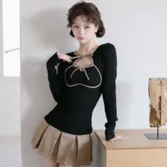 ダーリッチ ポイントチェックニットミニワンピース