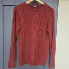 Doublefocus バーガンディ ケーブルニット L