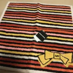 新品SONIA RYKIEL タオルハンカチ ボーダーリボン刺繍 27cm正方形のサムネイル
