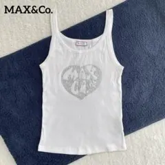 MAX&Co. ラインストーンロゴ タンクトップ リブカットソー M ホワイトのサムネイル