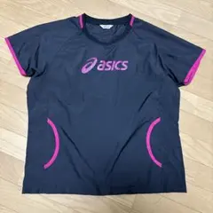 asics スポーツシャツ 黒とピンク 半袖(シャカシャカ)