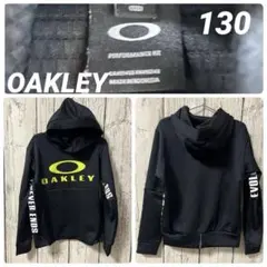 オークリー　キッズ130 パーカー　フーディ　黒　ネオンカラー