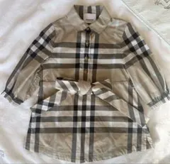 BURBERRYバーバリーチェック限定カラー襟付き長袖ワンピース12M80cm