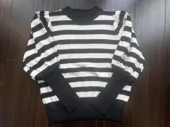 黒白ストライプ パフスリーブカットソー