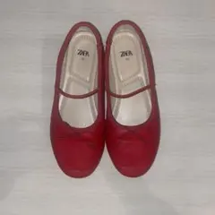 ZARA バレエシューズ レッド 33（約21cm）