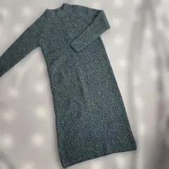 ジーユー　GU レディース　ロングニットワンピース グリーン　長袖　Ｓサイズ