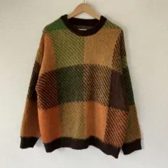 美品 エンダープロダクツ ビックシルエット マルチパターン クルーネックニットのサムネイル