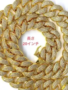 マイアミ キューバン　幅18ミリ20インチパヴェ留めゴールド喜平ネックレスLEXのサムネイル