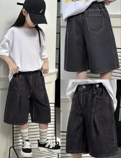 ブラックデニム ハーフパンツ　SHEIN girls kids