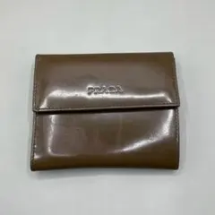 Prada Enamel Logo Brown Coin Purse