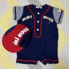 MIKIHOUSE レトロ 野球 ロンパース ロゴ キャップ 2点 セット