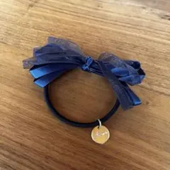 ネイビーリボン付きヘアゴム