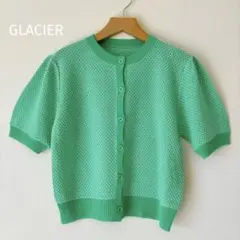 グラシア　カーディガン　半袖ニットカーディガン　薄手　パフスリーブ