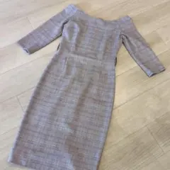 ZARA BASIC チェック柄 オフショルダー ワンピースのサムネイル