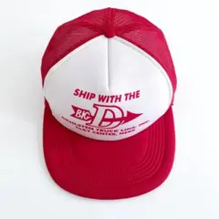 海外古着 プリント 企業物 トラッカーメッシュ キャップ 帽子 ツートンカラー