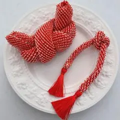 ①七五三　髪飾り　赤色　総絞り　かのこ　ちんころセット