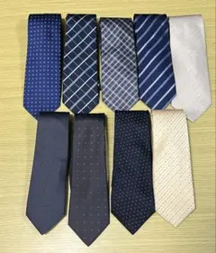 シルクネクタイ 9本セット まとめ売り 絹 ビジネス 冠婚葬祭 美品