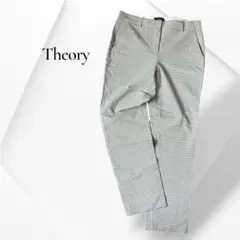 セオリー チェック柄 スラックス レーヨン ストレッチ 通勤 白 2 M