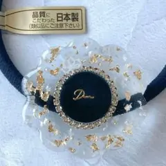 黒 白 ゴールド ⌘お花 レジン ヘアゴム うねうね ビジュー スカラップ
