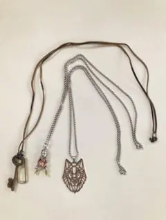 【美品】シルバー レザー ネックレス アクセサリー まとめ売り アニメ ゲーム