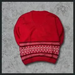 ニットセーター　レッド　y2k パンク　アーカイブ ヴィンテージ