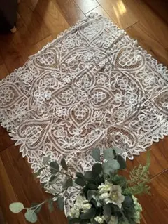 未使用　近沢レース110×110テーブルクロス　chikazawa バテンレース